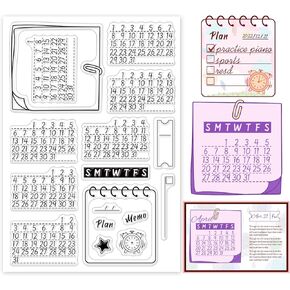 PH PandaHall Calendar Clear Stamp 2024 Planner Silicone Stamp Cards Rubber Stamps Transparent Stamps Seal Paper Stamps for Card Making Photo Album Decoration DIY Scrapbooking 6.2x4.3inch in Kuwait