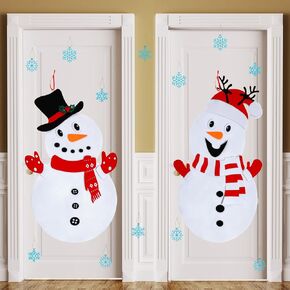 قطعتين عيد الميلاد 39 بوصة DIY لباد عيد الميلاد رجل الثلج ألعاب مجموعة مع 12 لباد ندفات الثلج عيد الميلاد الحلي لباد الثلج الثلج الثلج الحلي لباد الأطفال الباب الجدار الحرف الديكور الشتاء in Kuwait