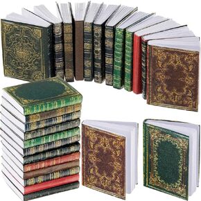 24 قطعة من كتب بيت الدمى المنمنمة بمقياس 1:12، كتب منمنمة متنوعة، كتب صغيرة لبيت الدمى، ملحقات تزيين بيت الدمى، لوازم ألعاب الدمية للعب التظاهري لعيد الميلاد (النمط الكلاسيكي)