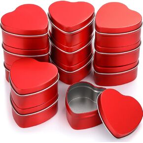 Vesici 12 Pack 2 oz Heart Shaped Metal Tins with Lids Empty Candle Jars Candle Containers Cans for Making Candles Heart Box for Mother's Day Candies Presents Gifts Home Supplies(Black)