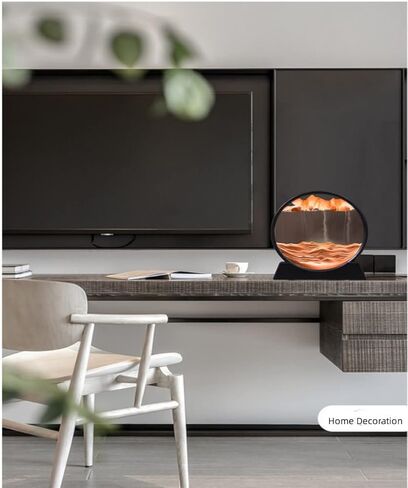 صورة فنية رملية متحركة - منظر رملي للبحر العميق ثلاثي الأبعاد في عرض متحرك إطار رملي متدفق زجاجي دائري، مع إطار رملي متدفق للاسترخاء على سطح المكتب والمنزل والمكتب والعمل للأطفال البالغين (7 بوصة، أصفر) in Kuwait