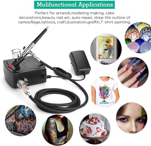 AGPTEK Airbrush, 28PSI Airbrush with Air Compressor, Portable Airbrush Kit for Cake Decorating, Craft Tools, Makeup, Painting and Manicure in Saudi Arabia