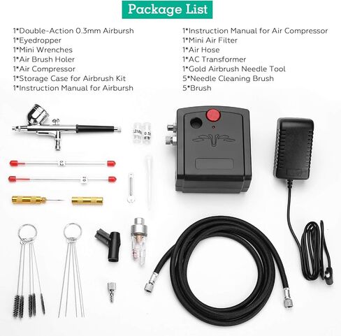 AGPTEK Airbrush, 28PSI Airbrush with Air Compressor, Portable Airbrush Kit for Cake Decorating, Craft Tools, Makeup, Painting and Manicure in Saudi Arabia