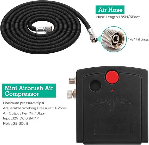 AGPTEK Airbrush, 28PSI Airbrush with Air Compressor, Portable Airbrush Kit for Cake Decorating, Craft Tools, Makeup, Painting and Manicure in Saudi Arabia
