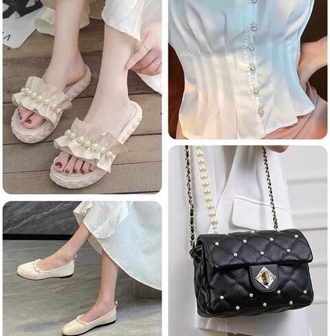 100 Set Pearl Rivet,Half Hole Faux Pearls Rivets Studs Buttons for Hat/Shoe/Clothes/Bag/Skirt/Bridal Veil DIY Accessories (6.0mm) in Kuwait