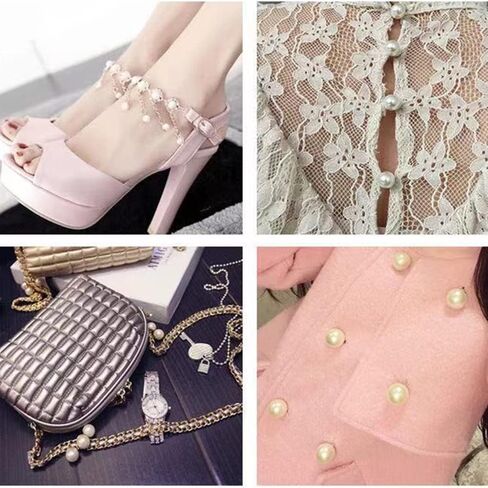 100 Set Pearl Rivet,Half Hole Faux Pearls Rivets Studs Buttons for Hat/Shoe/Clothes/Bag/Skirt/Bridal Veil DIY Accessories (6.0mm) in Kuwait