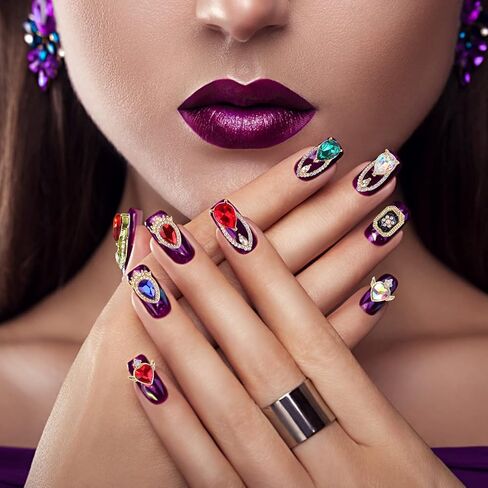 زينة الأظافر من كاديا، 22 قطعة من أحجار الراين للأظافر من أحجار الراين الكريستالية AB Diamonds لأكسسوارات تزيين الأظافر ثلاثية الأبعاد (سبائك ذهبية) in Kuwait