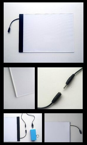 لوحة إضاءة LED محمولة رفيعة للغاية مقاس A4 لتتبع لوحة إضاءة LED فنية تعمل بمنفذ USB مع ورق تتبع للرسم الماسي 5D DIY والفنانين والرسم والرسم والرسوم المتحركة مع ورق التتبع in Kuwait