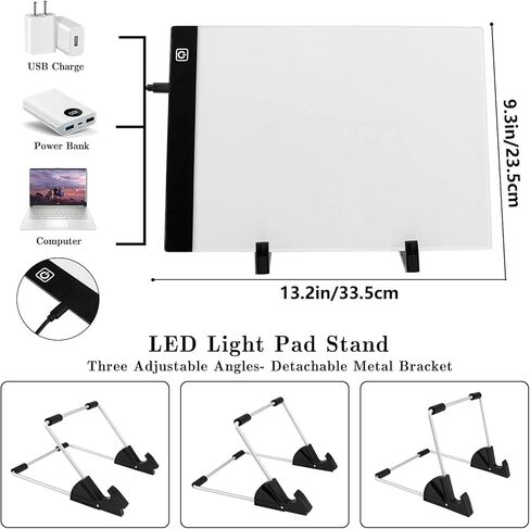 صندوق إضاءة LED محمول رفيع للغاية A4 من Babaobox A4، لوحة إضاءة LED تعمل بتقنية USB لفنانين الرسم والرسم والطلاء الماسي in Kuwait