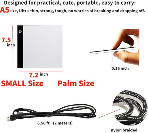 A5 رقيقة جدا محمولة ضوء تتبع مربع ضوء عاكس للضوء لوحة تتبع لوحة سطوع قابل للتعديل للفنانين رسم رسم رسم أثر الرسوم المتحركة الفنية 5D لوحة الماس مع كابل الطاقة USB in Kuwait