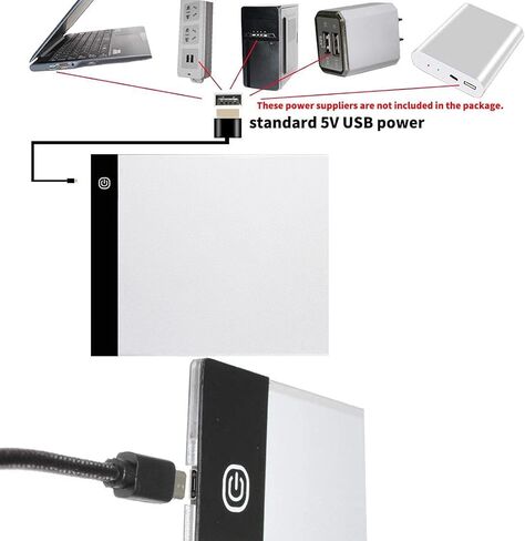 A5 رقيقة جدا محمولة ضوء تتبع مربع ضوء عاكس للضوء لوحة تتبع لوحة سطوع قابل للتعديل للفنانين رسم رسم رسم أثر الرسوم المتحركة الفنية 5D لوحة الماس مع كابل الطاقة USB in Kuwait