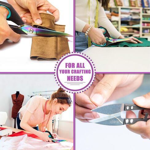 Fabric Scissors, 9.5 Inch Heavy Duty Titanium Coated Stainless Steel Premium Dressmaking Scissors, Extra Sharp Sewing Scissors for Fabric Cutting, Tailors Scissors with Soft Grip (Red) in Kuwait