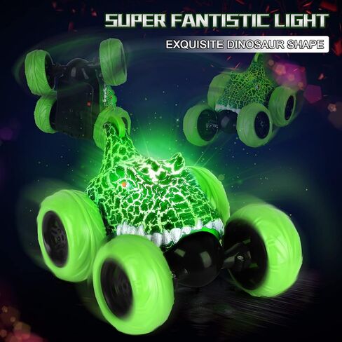 ocditikl ديناصور RC حيلة سيارة 360 درجة المتداول الإعصار مع أضواء ملونة، 2.4 جيجا هرتز قابلة للشحن سيارة التحكم عن بعد للأولاد، هدايا عيد الميلاد لعب للبنين الفتيات الذين تتراوح أعمارهم بين 3 4 5 6 7 8 in Kuwait