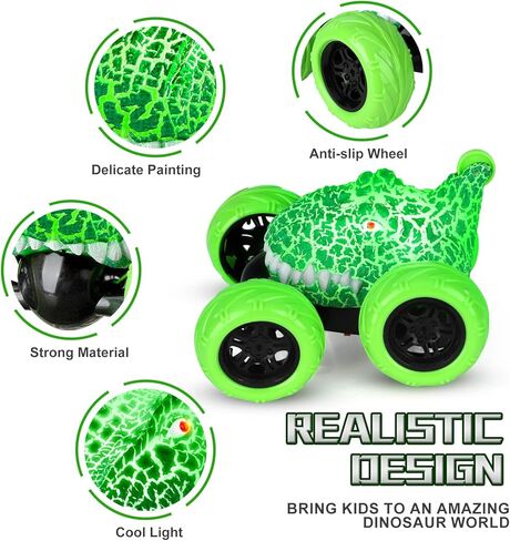 ocditikl ديناصور RC حيلة سيارة 360 درجة المتداول الإعصار مع أضواء ملونة، 2.4 جيجا هرتز قابلة للشحن سيارة التحكم عن بعد للأولاد، هدايا عيد الميلاد لعب للبنين الفتيات الذين تتراوح أعمارهم بين 3 4 5 6 7 8 in Kuwait