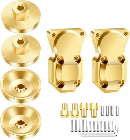 Hobbypark Brass Wheel Weights Hex Adapter Brass Diff Cover Front Rear Heavy Duty for All Axial SCX24 Upgrades 1/24 RC Crawler Car (Black-Gold) in Saudi Arabia