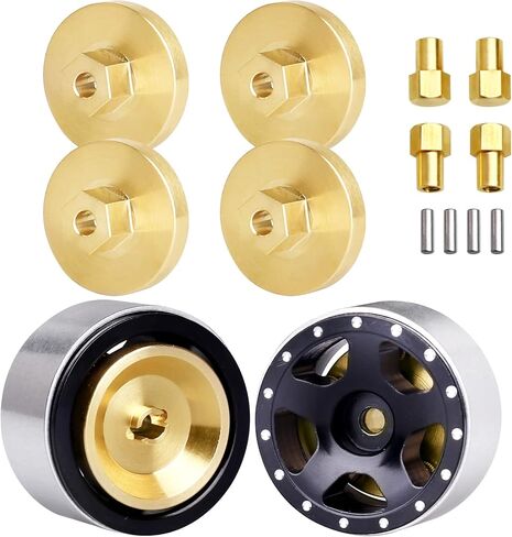 Hobbypark Brass Wheel Weights Hex Adapter Brass Diff Cover Front Rear Heavy Duty for All Axial SCX24 Upgrades 1/24 RC Crawler Car (Black-Gold) in Saudi Arabia