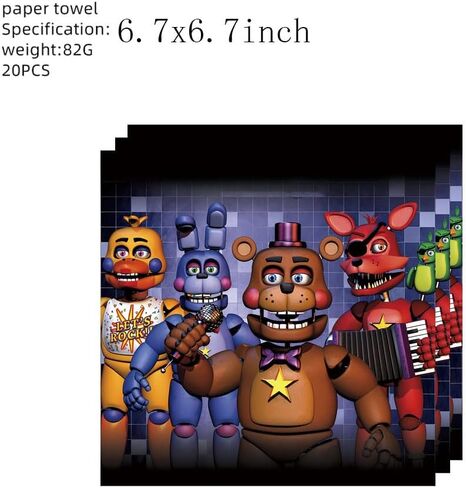 Party Supplies 41 Pcs/set Five Nights Freddy Tableware, Birthday Decorations Include 10 9"Paper Plates ,10 7"Paper Plates and 20 Napkins 1 tablecloth Favor Birthday Party Favors for Kids in Kuwait