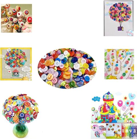 ازرار دائرية بـ 4 فتحات للحرف اليدوية التي تصنعها بنفسك، من 0.2 انش الى 0.6 انش، مقاسات متنوعة 660 قطعة in Kuwait