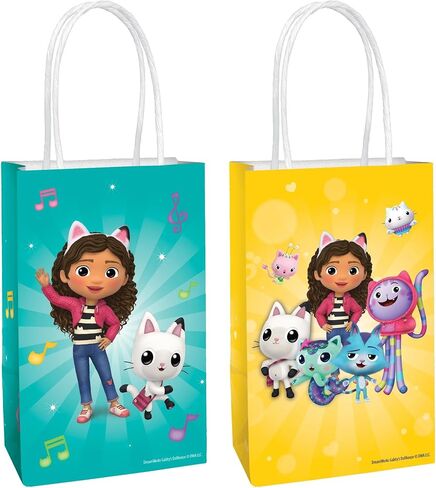 Gabby's Dollhouse Paper Party Kraft Bags - 8.25" x 5.25" x 3" | Multi-color | Pack of 8 in Kuwait