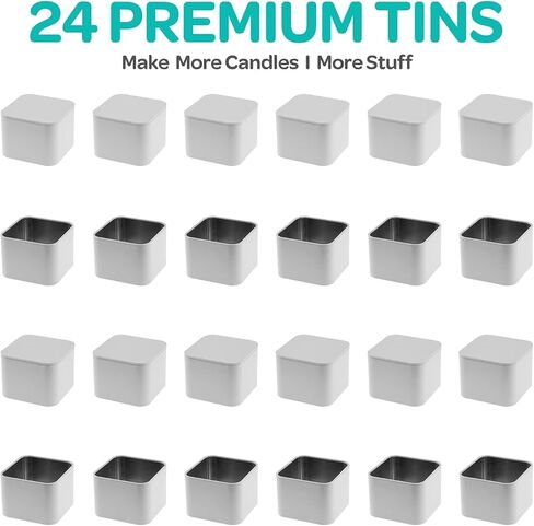 علب شموع مربعة سوداء من هارتس آند كرافتس 8 أونصة مع أغطية - 24 عبوة من برطمانات الشموع السائبة لصنع الشموع والفنون والحرف اليدوية والتخزين والهدايا والمزيد - برطمانات شموع فارغة بأغطية in Kuwait