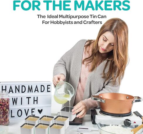 علب شموع مربعة سوداء من هارتس آند كرافتس 8 أونصة مع أغطية - 24 عبوة من برطمانات الشموع السائبة لصنع الشموع والفنون والحرف اليدوية والتخزين والهدايا والمزيد - برطمانات شموع فارغة بأغطية in Kuwait