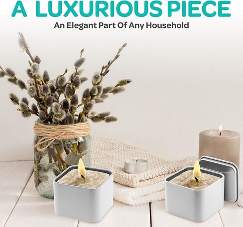 علب شموع مربعة سوداء من هارتس آند كرافتس 8 أونصة مع أغطية - 24 عبوة من برطمانات الشموع السائبة لصنع الشموع والفنون والحرف اليدوية والتخزين والهدايا والمزيد - برطمانات شموع فارغة بأغطية in Kuwait