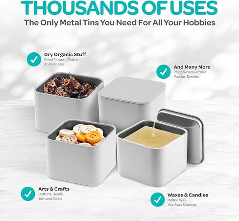 علب شموع مربعة سوداء من هارتس آند كرافتس 8 أونصة مع أغطية - 24 عبوة من برطمانات الشموع السائبة لصنع الشموع والفنون والحرف اليدوية والتخزين والهدايا والمزيد - برطمانات شموع فارغة بأغطية in Kuwait