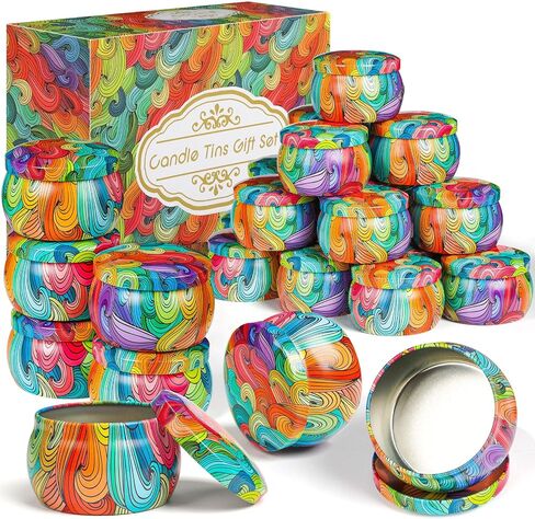 WINORD Ocean Wavy Series Candle Tins 4.4 oz, Bulk Candle Making Tins 24 Piece Candle Containers, Wholesale Empty Candle Jars for Candle Making in Saudi Arabia