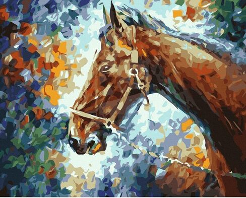 طلاء BUDINOQUE بالأرقام للبالغين والأطفال والمبتدئين، مجموعة طلاء أكريليك DIY، طلاء بالأرقام على القماش، رسم حصان وحيد in Kuwait