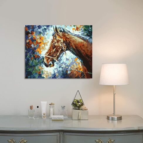 طلاء BUDINOQUE بالأرقام للبالغين والأطفال والمبتدئين، مجموعة طلاء أكريليك DIY، طلاء بالأرقام على القماش، رسم حصان وحيد in Kuwait