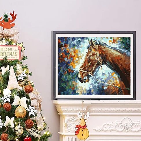 طلاء BUDINOQUE بالأرقام للبالغين والأطفال والمبتدئين، مجموعة طلاء أكريليك DIY، طلاء بالأرقام على القماش، رسم حصان وحيد in Kuwait