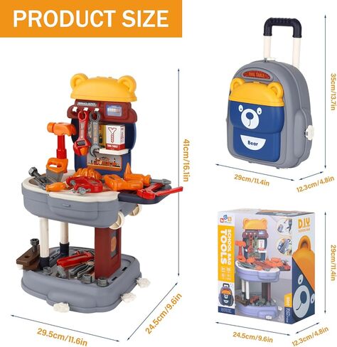 مجموعة أدوات الأطفال 3 في 1، 35 قطعة من أدوات الأطفال الصغار، أدوات اللعب للأطفال التظاهر، ألعاب أدوات البناء للأولاد والبنات من سن 3 4 5 6 7 in Kuwait