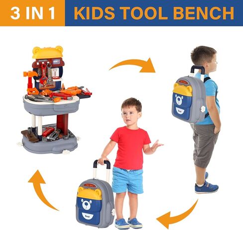 مجموعة أدوات الأطفال 3 في 1، 35 قطعة من أدوات الأطفال الصغار، أدوات اللعب للأطفال التظاهر، ألعاب أدوات البناء للأولاد والبنات من سن 3 4 5 6 7 in Kuwait