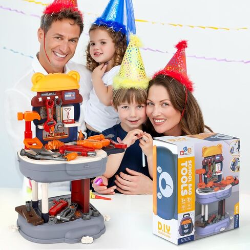 مجموعة أدوات الأطفال 3 في 1، 35 قطعة من أدوات الأطفال الصغار، أدوات اللعب للأطفال التظاهر، ألعاب أدوات البناء للأولاد والبنات من سن 3 4 5 6 7 in Kuwait