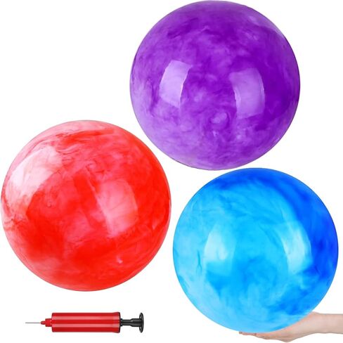 GCQJOQ 3 Pcs Marbleized Bouncy Balls for Kids Large-Sized Ball Inflatable Rubber Playground Sensory Balls for Beach Pets Indoor Outdoor Kickball Water Balls in Saudi Arabia