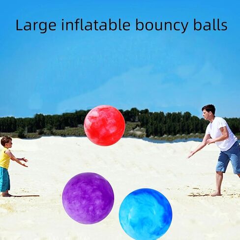 GCQJOQ 3 Pcs Marbleized Bouncy Balls for Kids Large-Sized Ball Inflatable Rubber Playground Sensory Balls for Beach Pets Indoor Outdoor Kickball Water Balls in Saudi Arabia