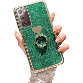 for Galaxy Note 20 5G Phone Case, Case for Samsung Galaxy Note 20 with Kickstand Ring Glitter Sparkly Soft Slim Silicone Bumper Shockproof Protective Cover for Samsung Note 20 - Alpine Green