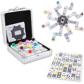 NOLIE Mexican Train Dominoes Game, Double 12 Dominoes Set, Dot Dominoes with Aluminum Case