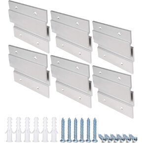 French Cleat Picture Hanger, Aluminum Z Hanger Interlocking Wall Mounting Bracket Hardware Kit Z Clips for Hanging Wall Painting, Mirrors, Panels, Artwork, Cabinet, Whiteboard (2inch-6Pairs)