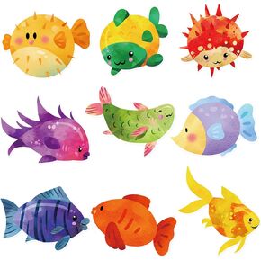 54Pcs Fish Cutouts Summer Tropical Fish Sea Animal Cut-Outs for Ocean Theme Party Supplies Home Classroom Bulletin Board Decoration in Kuwait