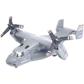 Ailejia Alloy Metal Airplane MV-22 Military Osprey Transport Helicopter Toy Model Army Aircraft with Pull Back Fighter Toys (Green)