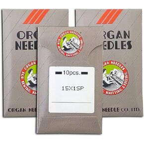 60 Organ 15X1SP HAX1SP Ball Point or Sharp Stretch Chrome Plated Elastic Home Sewing Machine Needle Flat Shank ~ Assorted Sizes 11,12 &14 (Ball Point (11, 12 &14))