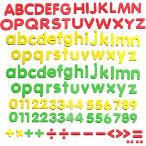 SpriteGru 123 PCs Magnetic Form Letters and Numbers with Uppercase and Lowercase Plus Symbols for Alphabet Vocabulary Math (Each Measures about 1.2" x 1.5")