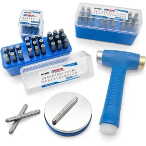 طقم ختم معدني من أودن لأختام المجوهرات، مجموعة واحدة لكمة حروف كبيرة، مجموعة واحدة من أدوات صغيرة ومجموعة أدوات لكمة الأرقام ومجموعة من الخط الفني. قطعة واحدة، مطرقة كرافتر مع كتلة معدنية in Kuwait