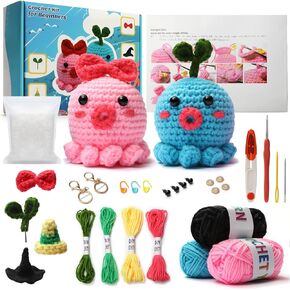 Crochet Kit for Beginners Glow in The Dark Yarn DIY Crochet Starter Kit with Step-by-Step Video Tutorials Ghost Doll Halloween Gifts for Adult and Kids Knitting Supplies
