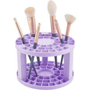 AHANDMAKER 2 Sets Paint Brush Holders, 49 Holes Makeup Brush Holder Organizer Round Plastic Brush Crate Storage Holder for Artist Paint Pens Pencils Markers Eyeliner Cosmetic Brush Small Tools, Pink