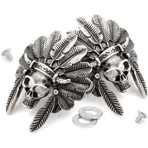 CRAFTMEMORE Indian Skull Concho Screw Back Indian Head Tribal Chief Conchos Leathercraft 2pcs 1-3/4 Inches CHS21 (Brozne)