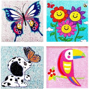 DIYDECORFUN Alpaca Diamond Painting Kits for Kids, Animals Penguin 5D Diamond Art Kits by Numbers, Owl Crystal Rhinestone Painting Fox Gem Arts Crafts Kits for Kids Age 8-12 Home Decor (6X6Inch)