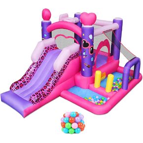 RETRO JUMP Inflatable Bounce House, 6-in-1 Jump & Slide Bouncy House for Kids Outdoor, Kids Bounce House with Blower, Stakes & Repair Kit, Bouncy Castle for Kids Birthday Party