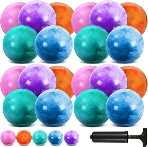 25 Pack Bouncing Balls with Pump for Kids 13 Inch Outdoor Indoor Play Balls Inflatable Sensory Balls for Beach Playground School Marbleized Bouncing Balls for Adults Kids Pets in Saudi Arabia